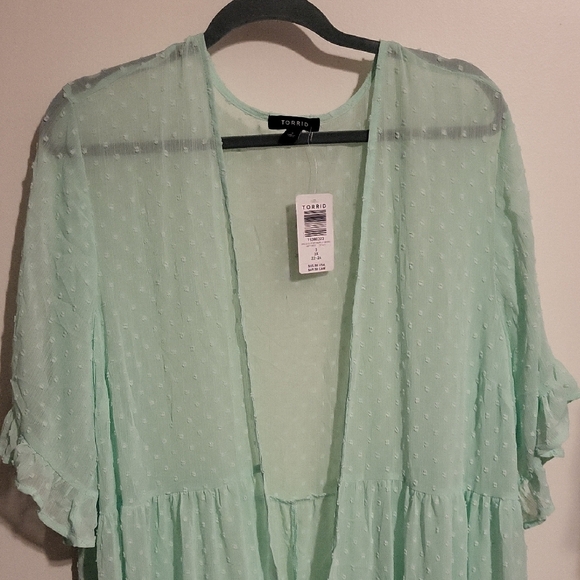 NWT Torrid 3x Light Green Kimono Or Swim Cover-Up - Picture 13 of 16